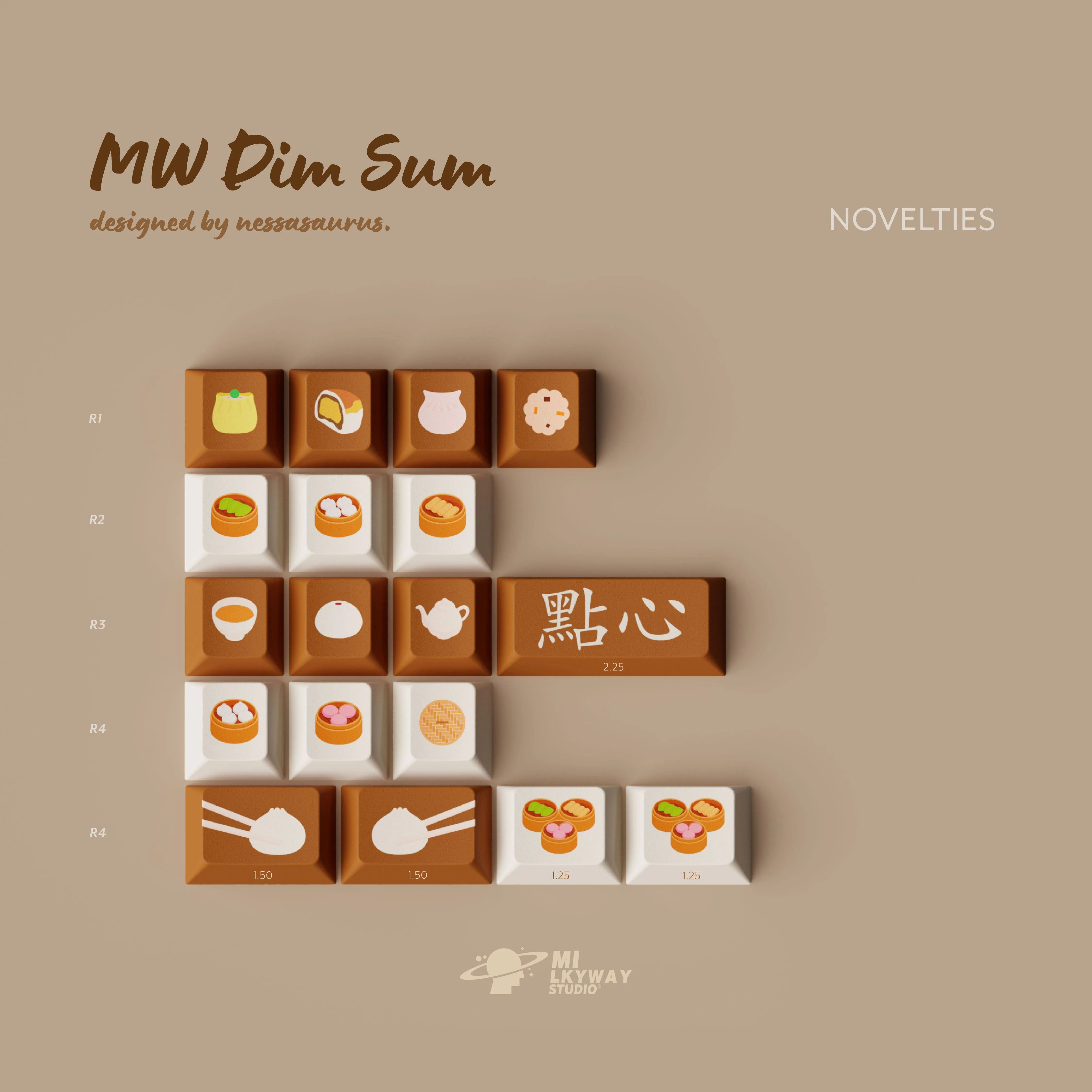 MW Dim Sum PBT Dye-Sub Keycap Set (Instock) Hot Swap Modular Lighting Effects Kit