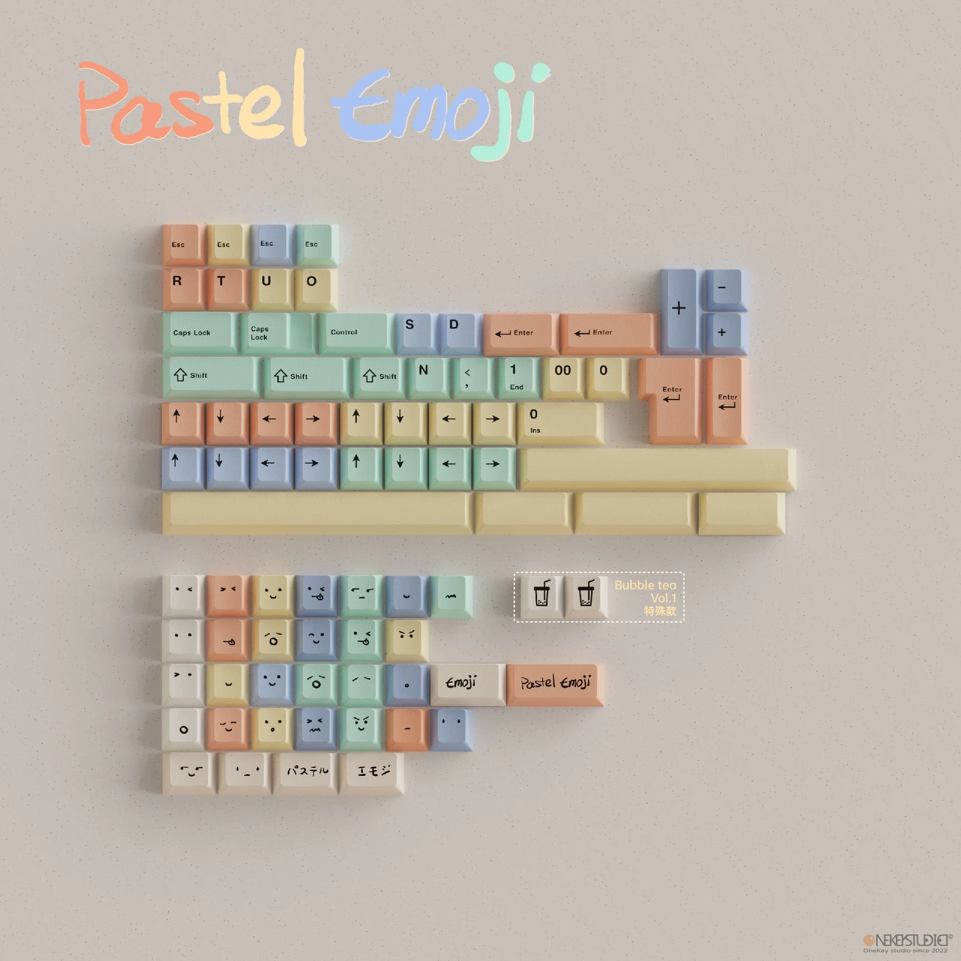 ONEKEY X TUT BUBBLE TEA CHERRY PROFILE KEYCAPS SET Custom Key Layout Macro Keys