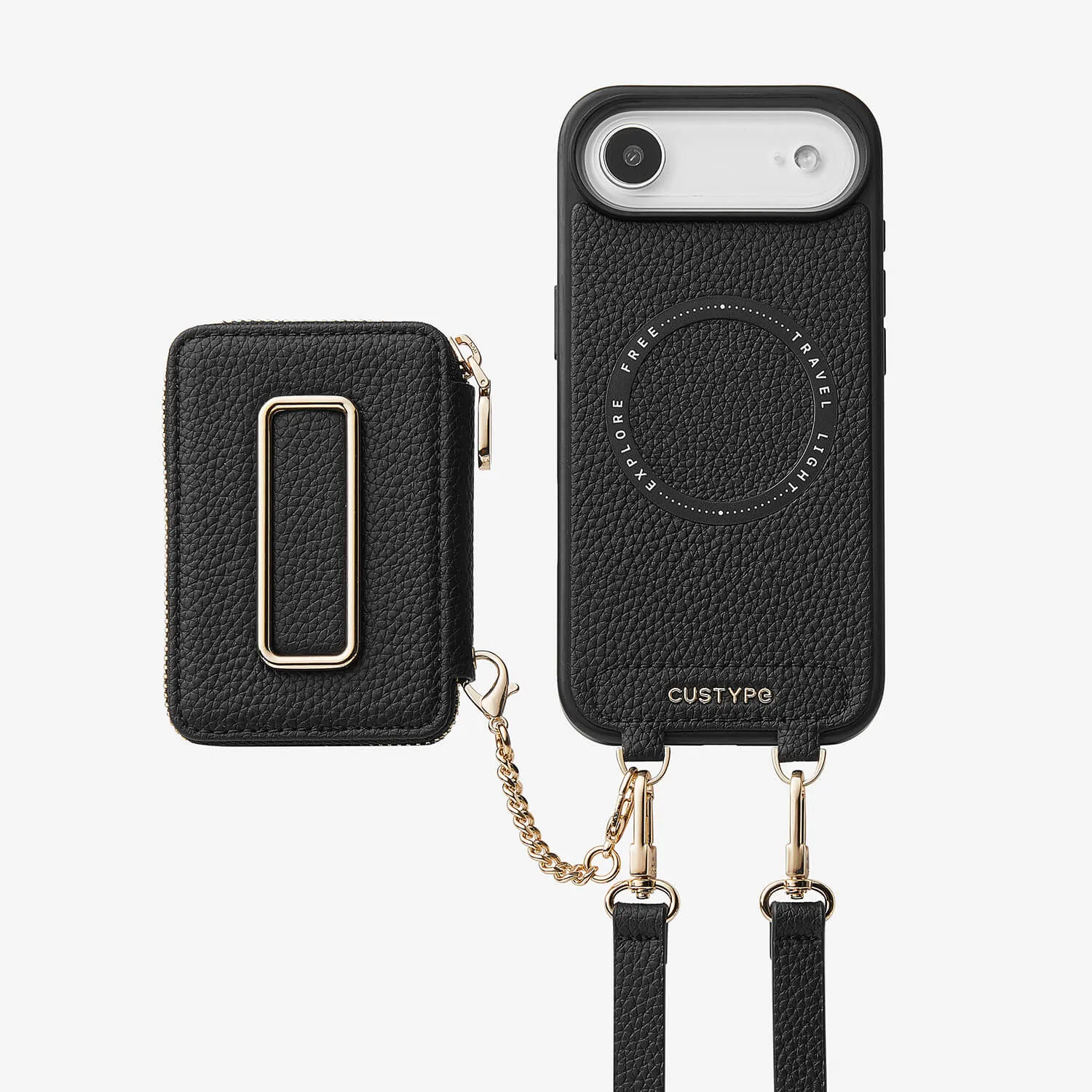 Original Design Set- Crossbody Square Stand Wallet Wireless Charging Phone Case Set Student Friendly