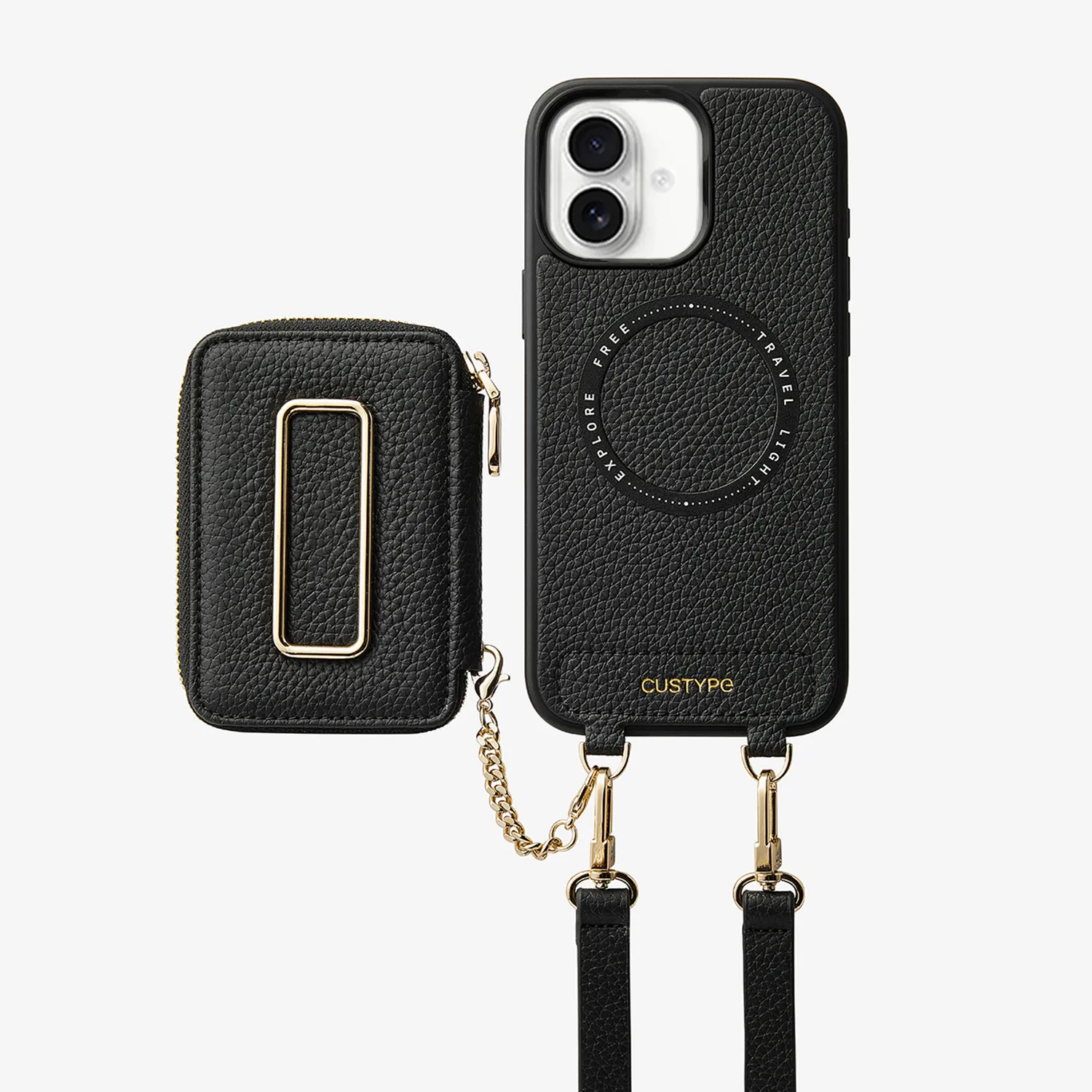 Luxury Appeal Original Design Set- Crossbody Square Stand Wallet Wireless Charging Phone Case Set