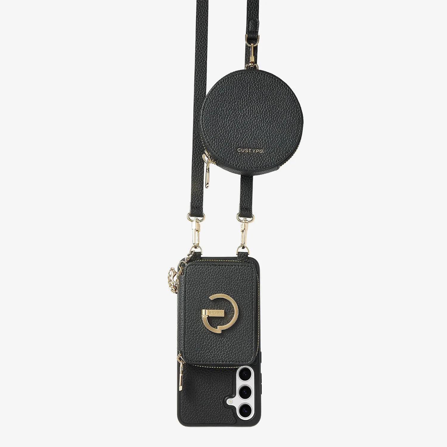 Minimal Texture Layer Matte Look Original Design Set- Samsung Galaxy Crossbody Case With Round Pouch Set