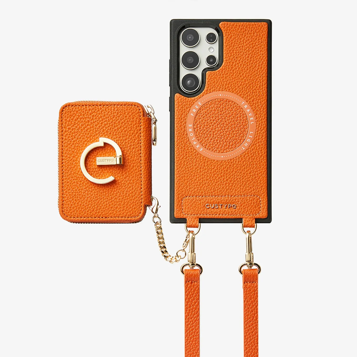 Sleek Appearance Original Design Set- Samsung Galaxy MagSafe Compatible Wallet Phone Case With Shoulder Strap Set