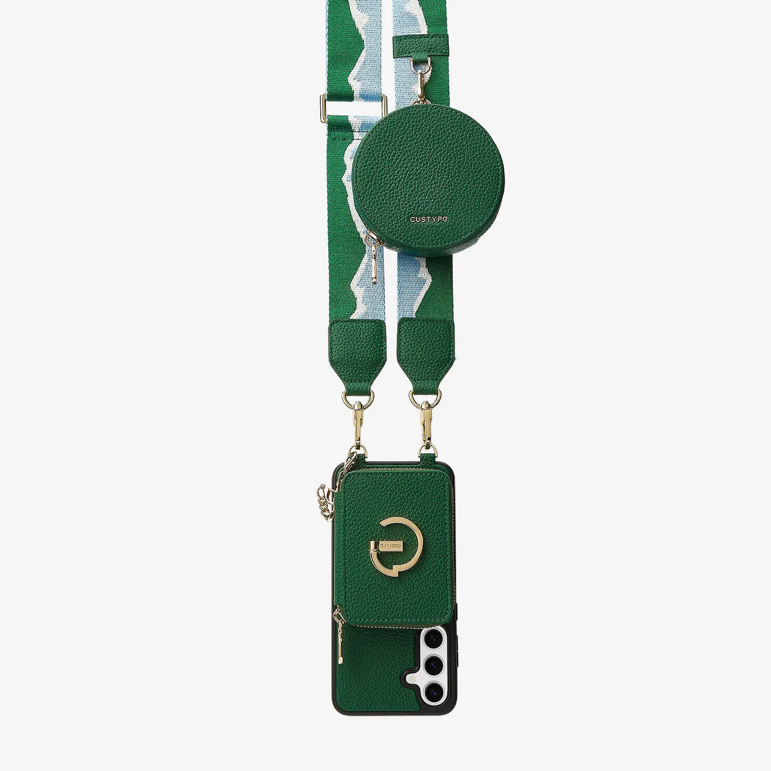 Original Design Set- Samsung Galaxy Webbing Crossbody Phone Case With Magnetic Wallet Round Pouch Set Luxury Surface Layer