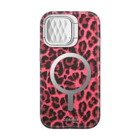 Clear Frame iPhone 15 Pro Cosmo Mag Case - Pink Leopard