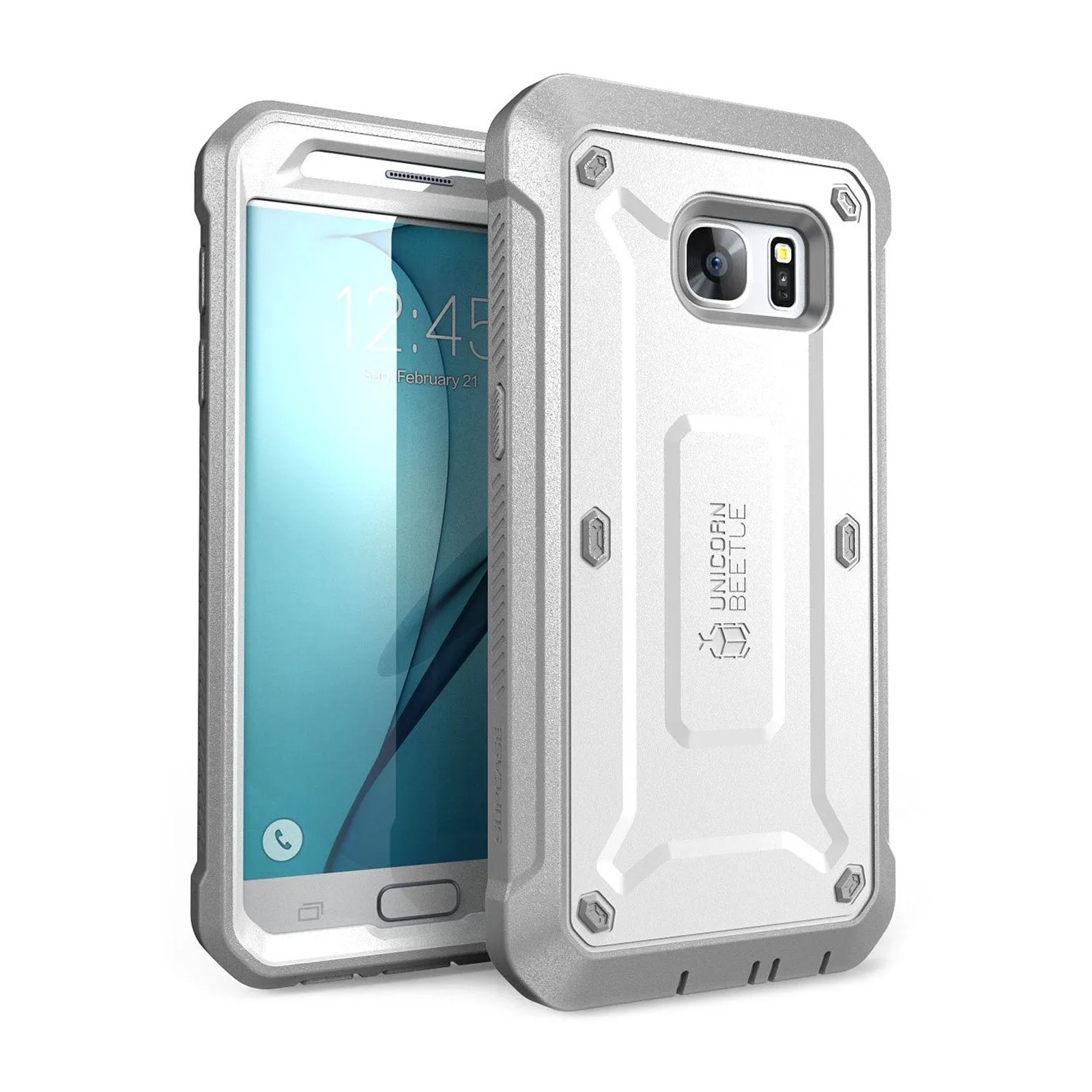 Stylish Layer Texture Clear Pattern Galaxy S7 Unicorn Beetle Pro Full Body Rugged Holster Case-White