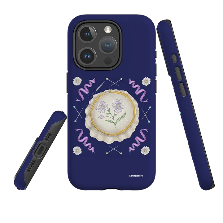 Soft Layer Texture Transparent Shell iPhone MagSafe Tough Case -  Daisy Needlework By Catherine Rowe