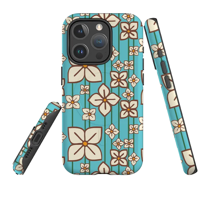 Shock Absorption Layer Travel Ready iPhone MagSafe Tough Case -  Hydrangea By Amelia Bowman