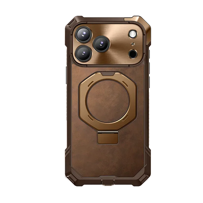 UB GRIP Series iPhone 17 Pro Max Premium Leather Phone Case - Brown Urban Fashion Elegant Layer Texture