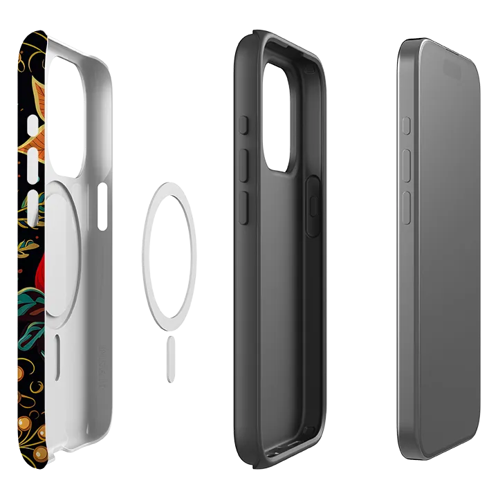 Stylish grip Rugged Design Style iPhone MagSafe Tough Case - Red Winter Floral II