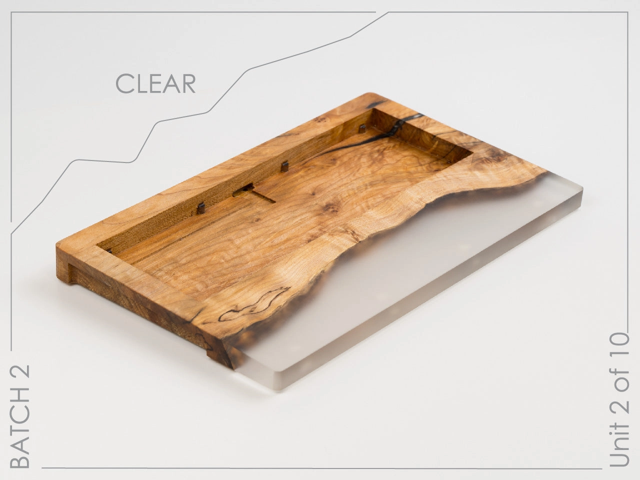 High Actuation Switch Hot Swap PCB Wood Bakeneko60, Live Edge Wood & Resin Edition by FNCTL.CO