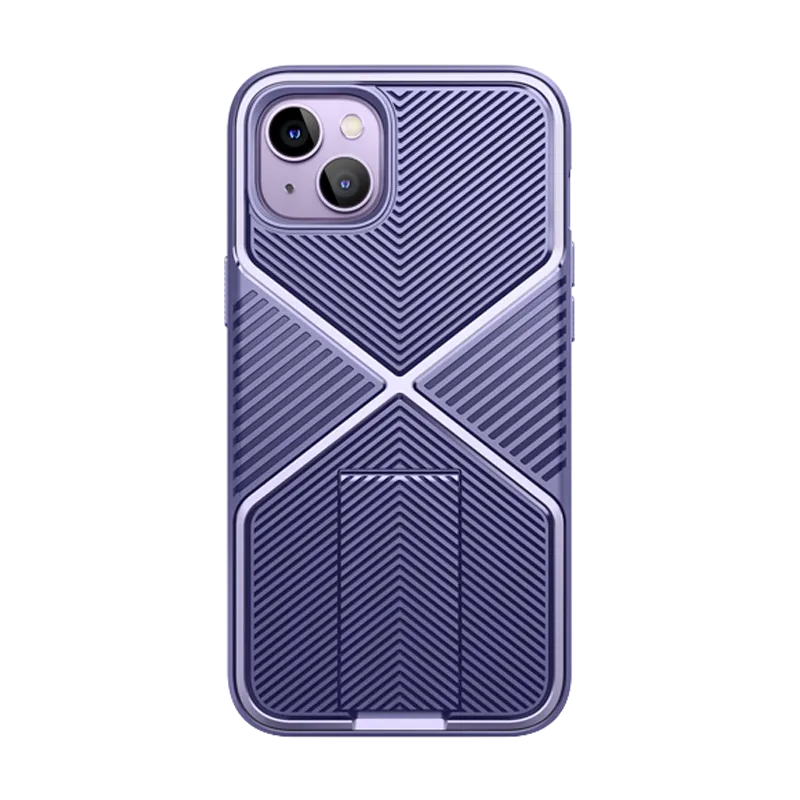 Polished Touch Elegant Texture Layer iPhone 14 Plus Infinity Case - Purple