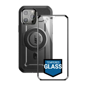Perfect Fit iPhone 14 Pro Max 6.7 inch Unicorn Beetle PRO MAG Rugged Case with Tempered Glass-Black