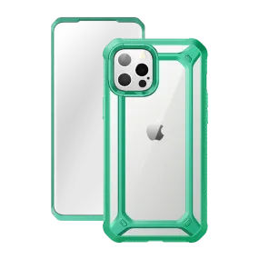 Durable Surface Transparent Look iPhone 12 Pro Max 6.7 inch Unicorn Beetle Exo with Screen Protector Clear Case-Mint Green