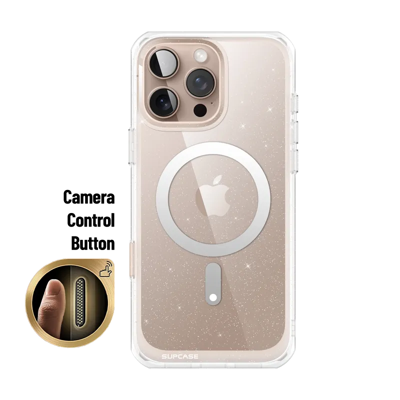 iPhone 16 Pro Max 6.9 inch Unicorn Beetle MAG Slim Clear MagSafe Camera Control Button Case-Glitter Pink anti fingerprint Shock Surface Layer