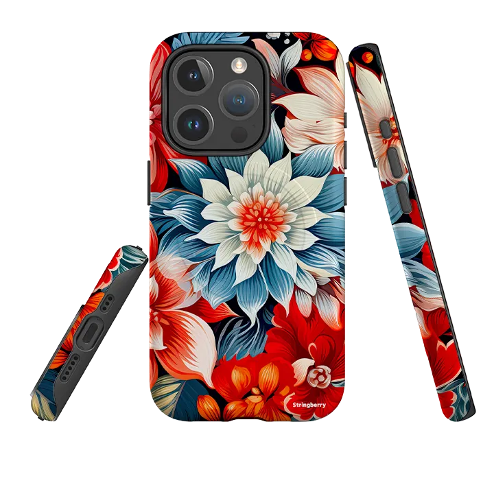 Flexible Pattern iPhone MagSafe Tough Case - Red Bells II