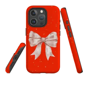 Stylish Layer Texture iPhone MagSafe Tough Case -  Big Bow Red Stars