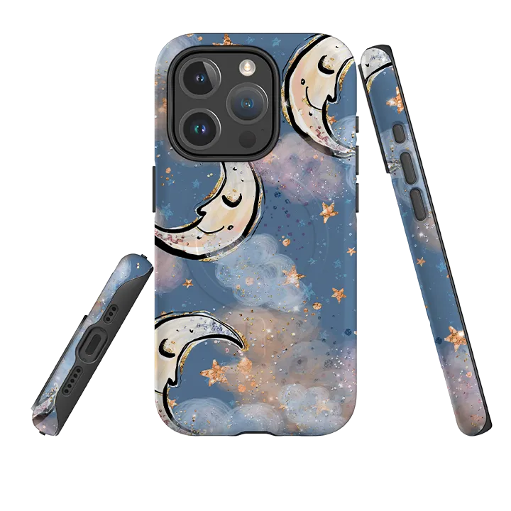 Compact Shape Modern Frame iPhone MagSafe Tough Case -  Moon and Stars