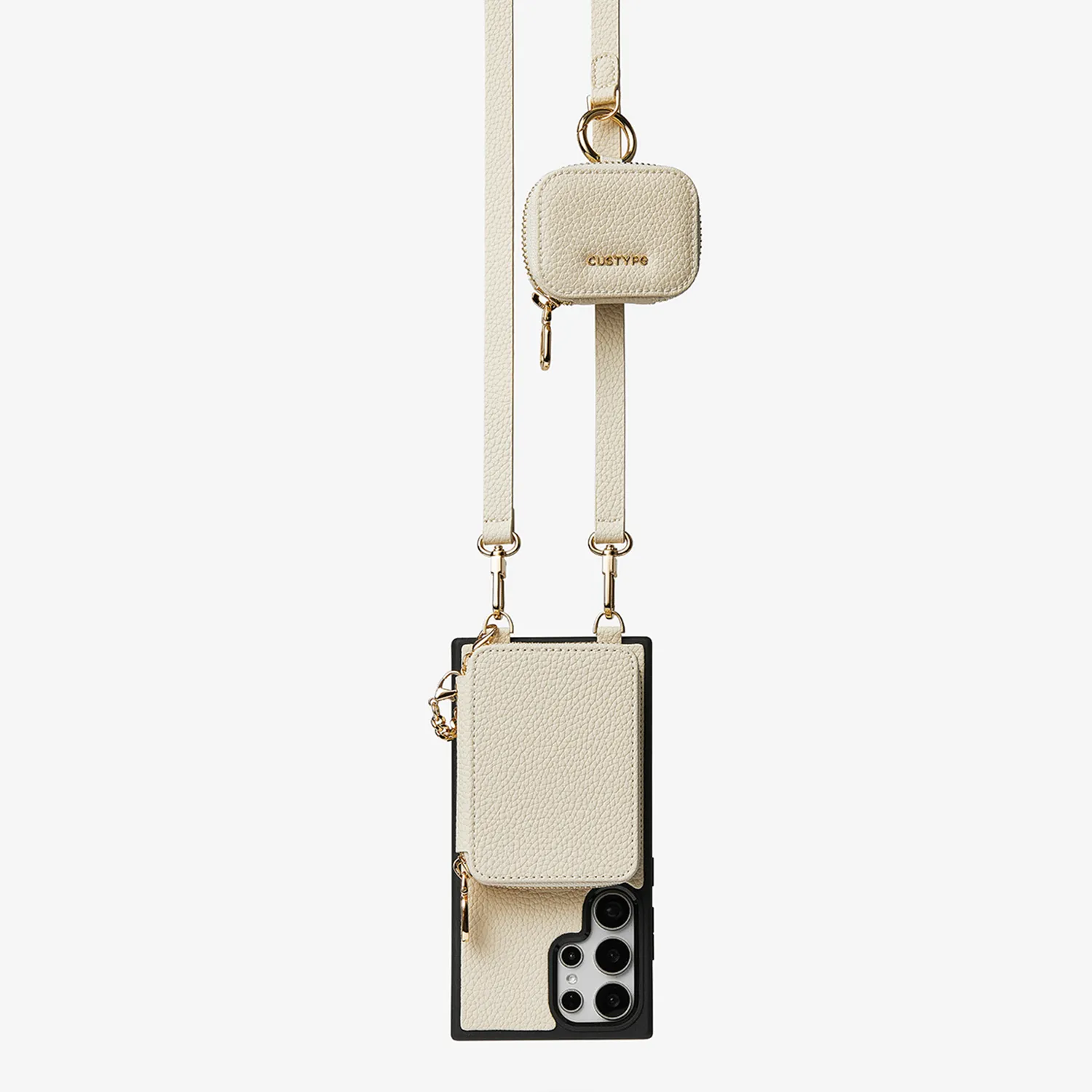 Full Coverage Elegant Surface Texture Unique Design Set- Samsung Galaxy Phone Case with Wallet & AirPods Pouch Set