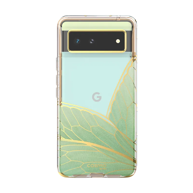 Elegant Surface Protective Shell Google Pixel 6 Cosmo Case - Green Butterfly