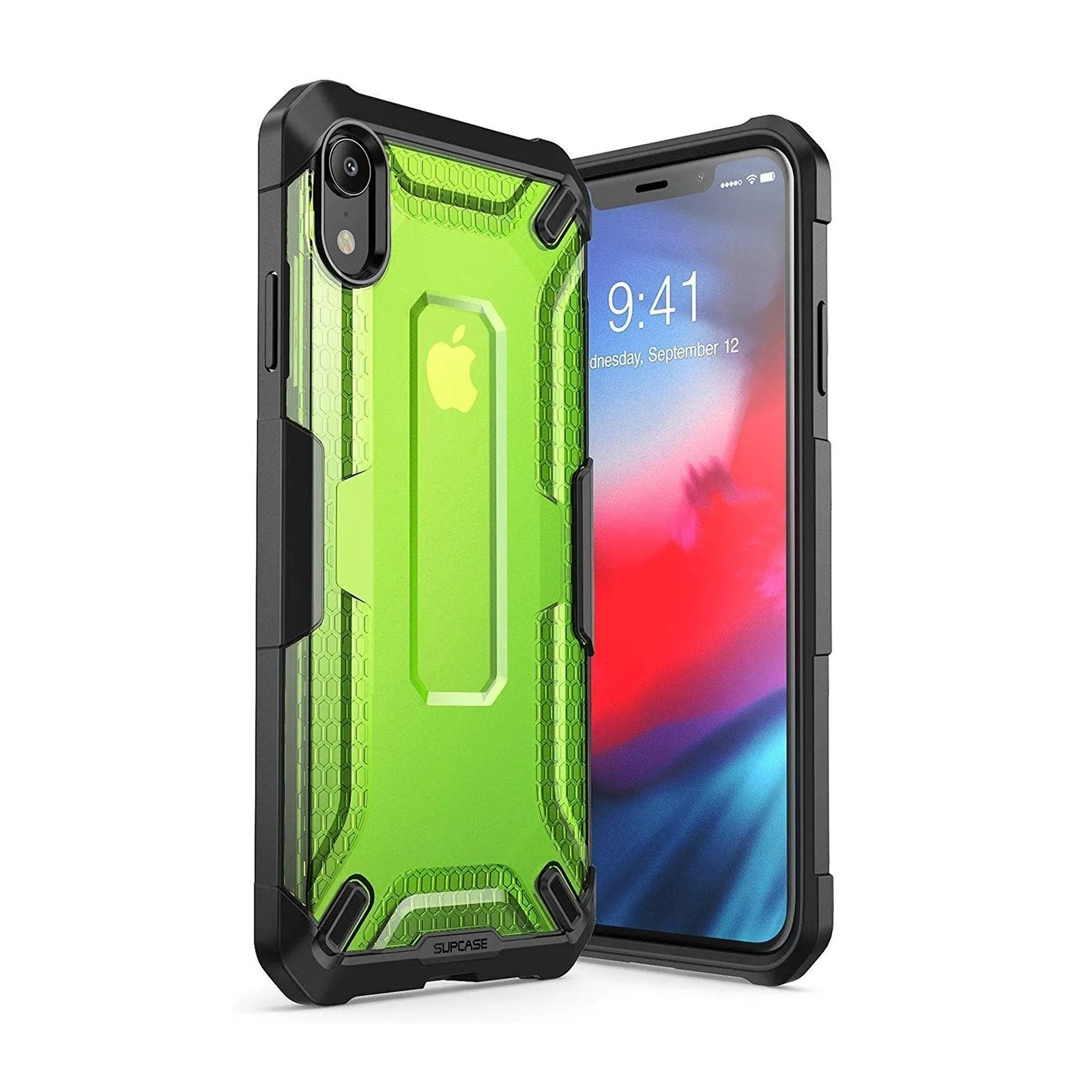 Ergonomic grip iPhone XR Unicorn Beetle Hybrid Bumper Case-Green