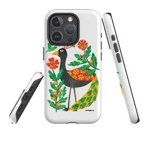 Soft Surface Design iPhone MagSafe Tough Case - Folk Floral Peahen By Tracey English