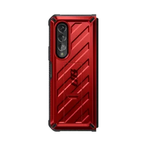 Galaxy Z Fold3 Unicorn Beetle Kickstand Case with Screen Protector-Metallic Red Elegant Surface Texture Stylish Texture
