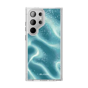 Matte Finish Galaxy S24 Ultra Halo MagSafe Cute Phone Case - Blue Retro Waves