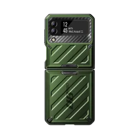 Polished Texture Design Galaxy Z Flip3 Unicorn Beetle PRO Rugged Case with Belt Clip-Dark Green