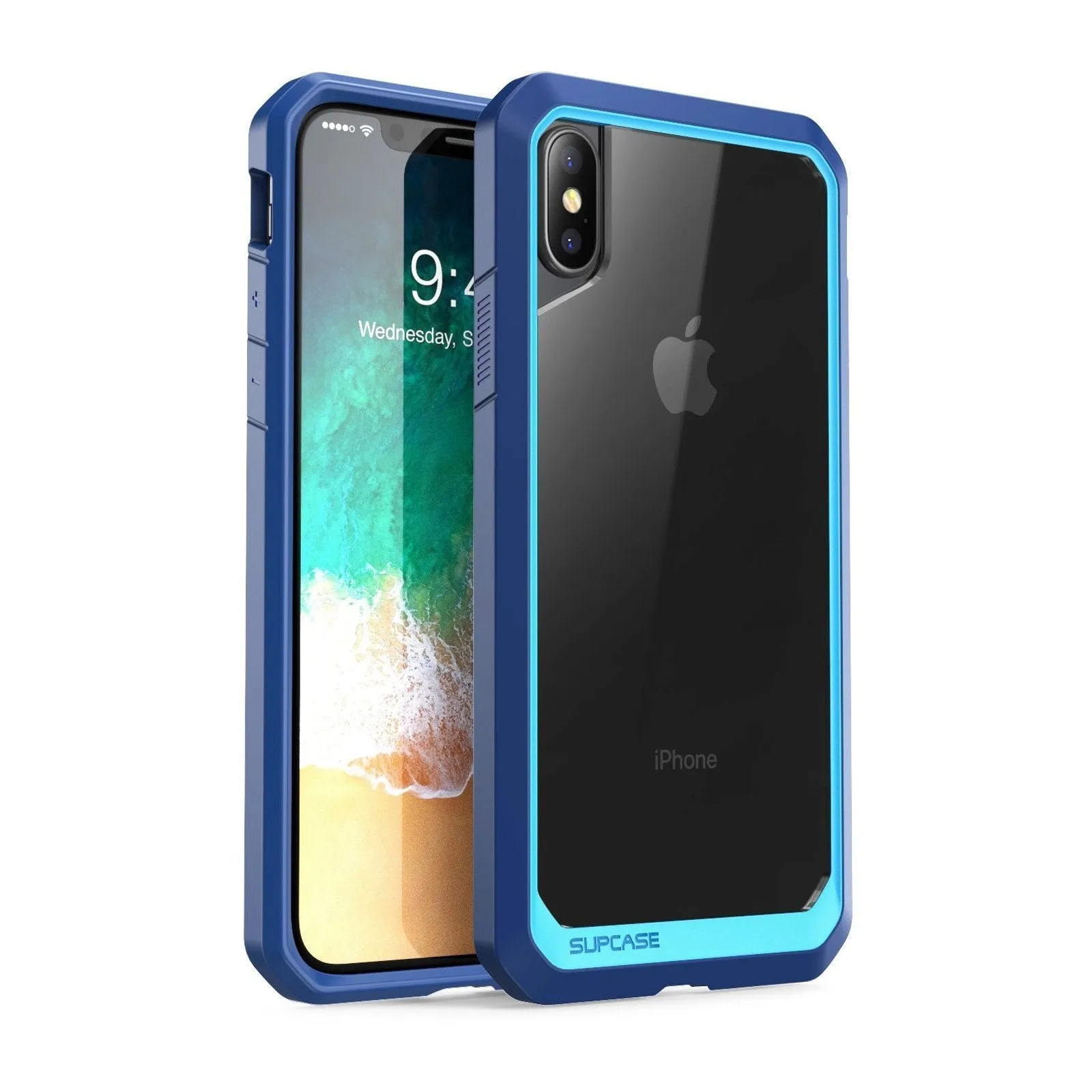 iPhone X / XS Unicorn Beetle Clear Bumper Case-Blue Lightweight Grip Rugged Detail Layer