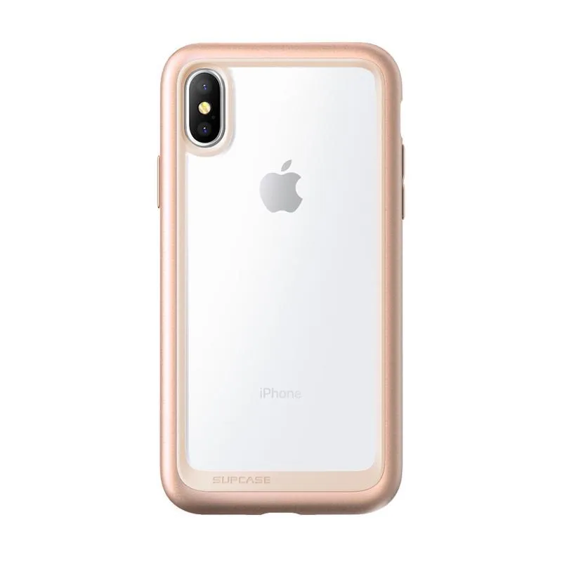 iPhone X / XS Unicorn Beetle Style Slim Clear Case-Blush Gold Vivid Detail