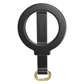 Rugged Frame MagRing  | Black Magnetic Adjustable Phone Ring with Keychain Transparent Shell