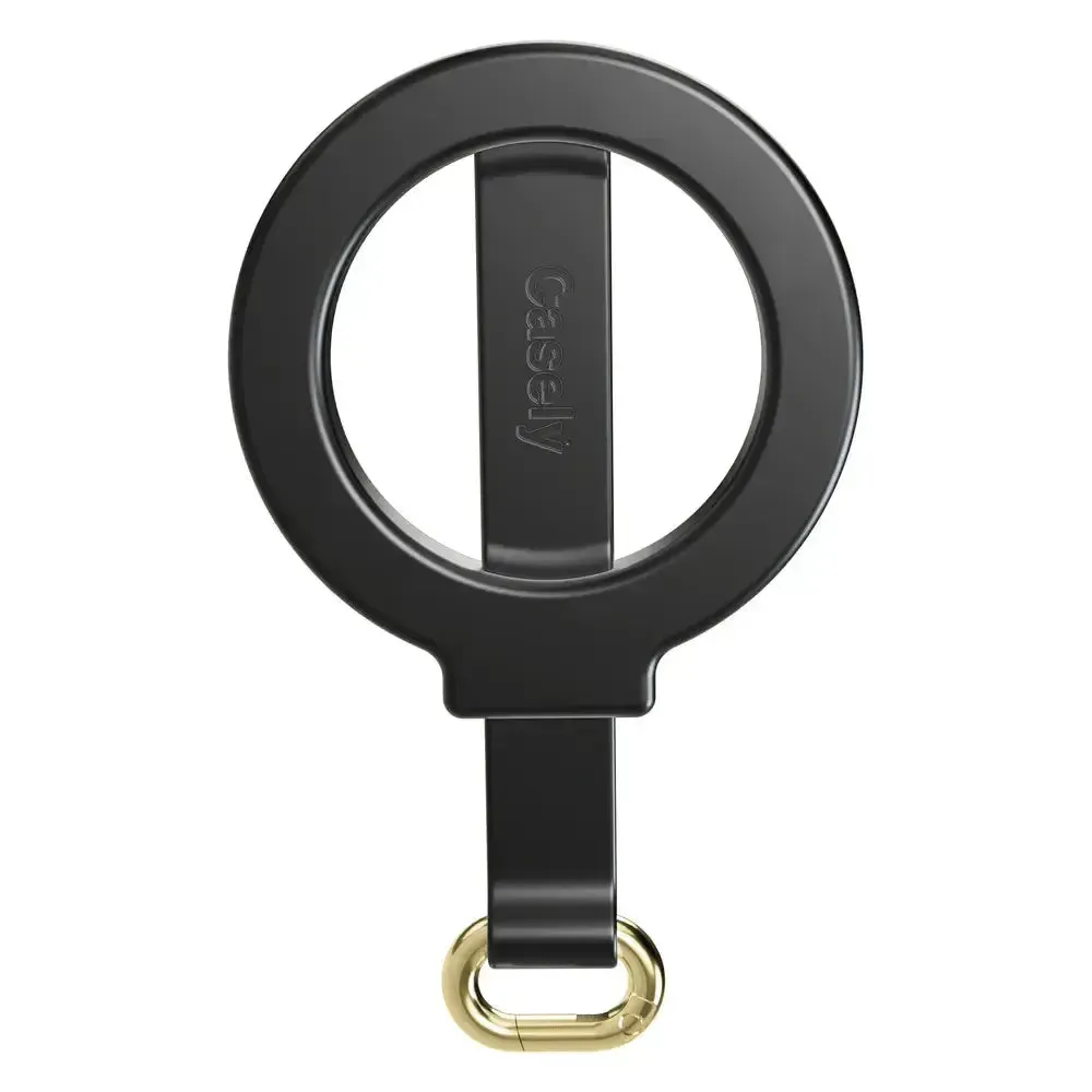 Rugged Frame MagRing  | Black Magnetic Adjustable Phone Ring with Keychain Transparent Shell
