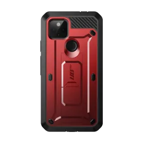 Google Pixel 5a 5G (2021) Unicorn Beetle PRO Rugged Holster Case-Metallic Red Rugged Surface Build