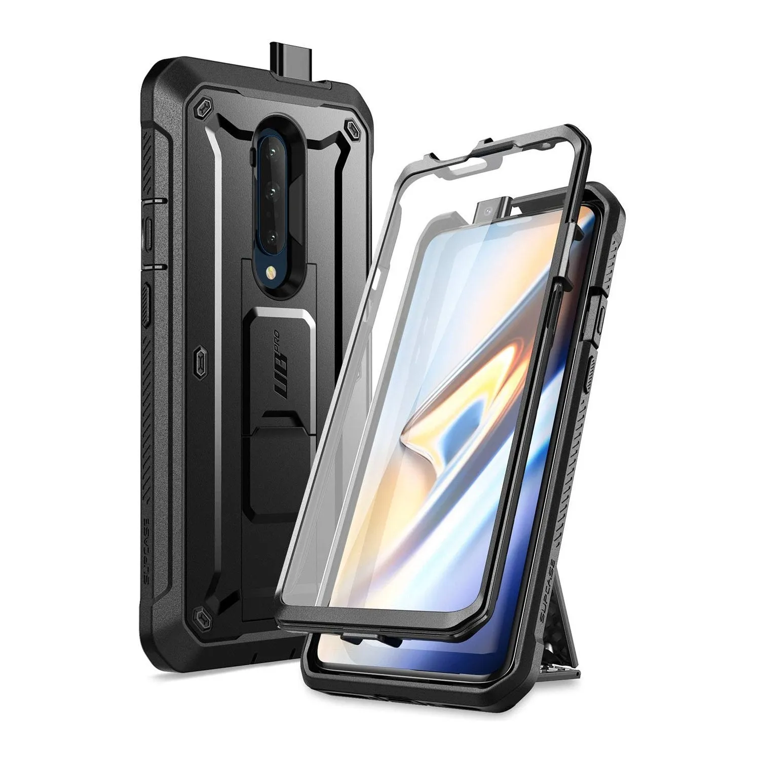 Slim Texture Durable Design OnePlus 7T Pro Unicorn Beetle Pro Rugged Holster Case-Black