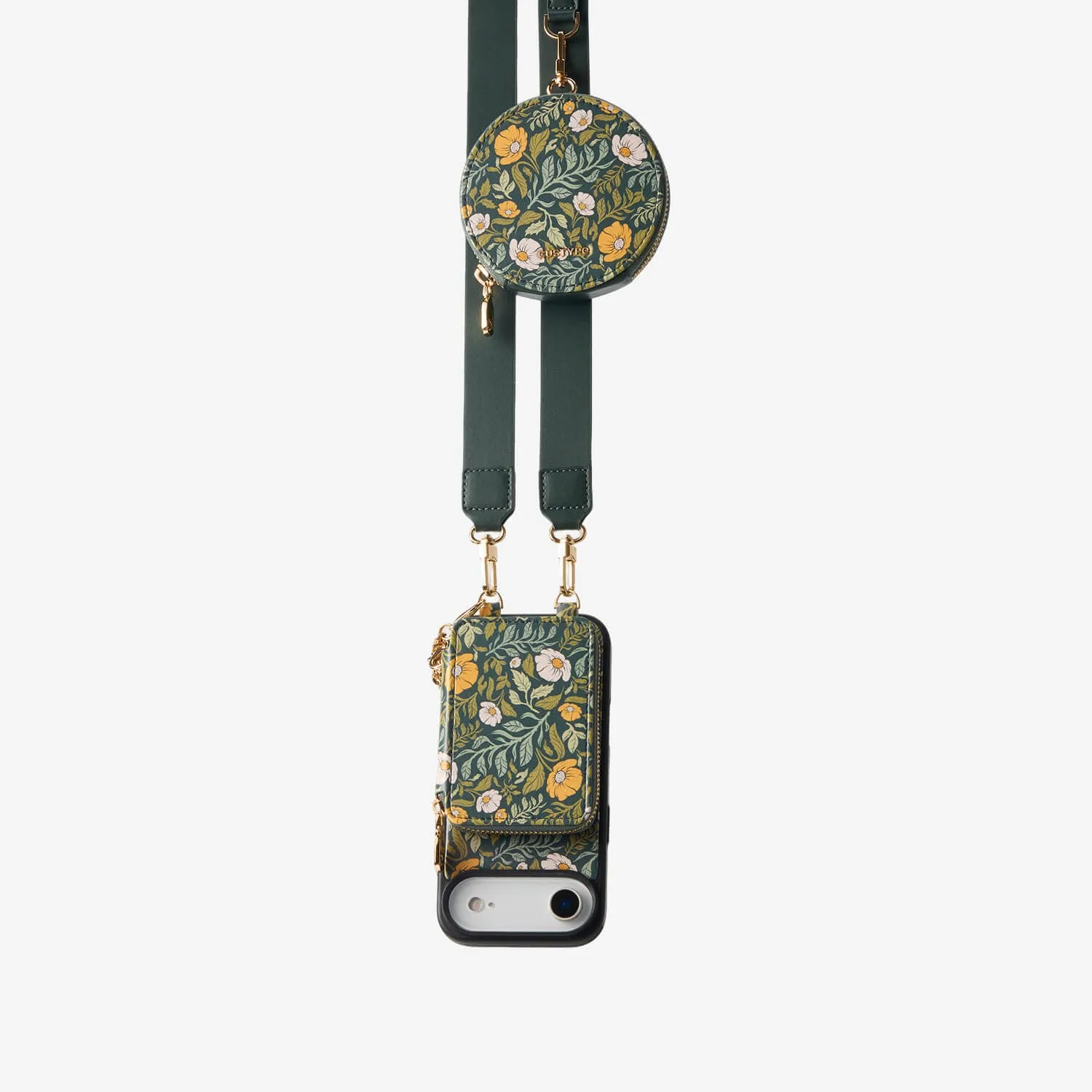 Sara Torabi- Plant Theme Designer Crossbody Phone Case with Wallet Hybrid Frame