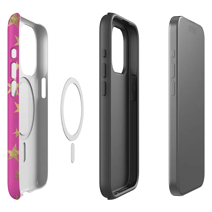 Modern Layer iPhone MagSafe Tough Case - Pink and Gold Stars