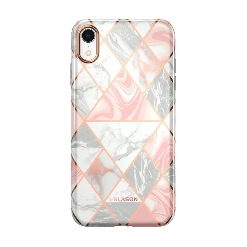 iPhone XR Cosmo Lite Case-Marble Pink Protective Frame Design