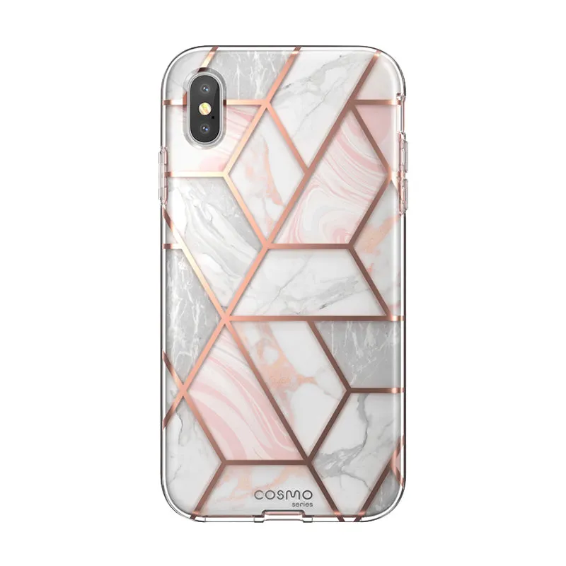Protective Edge Layer Modern Grip Texture iPhone XS | X Cosmo Case-Marble Pink