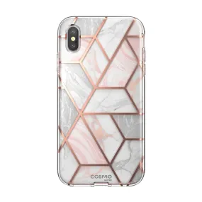 Protective Edge Layer Modern Grip Texture iPhone XS | X Cosmo Case-Marble Pink