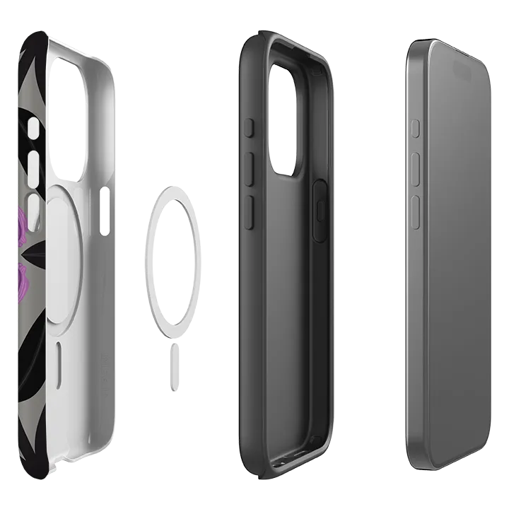 Durable Surface Durable Build Texture iPhone MagSafe Tough Case -  Purple Flower Skull II By Nina Pace