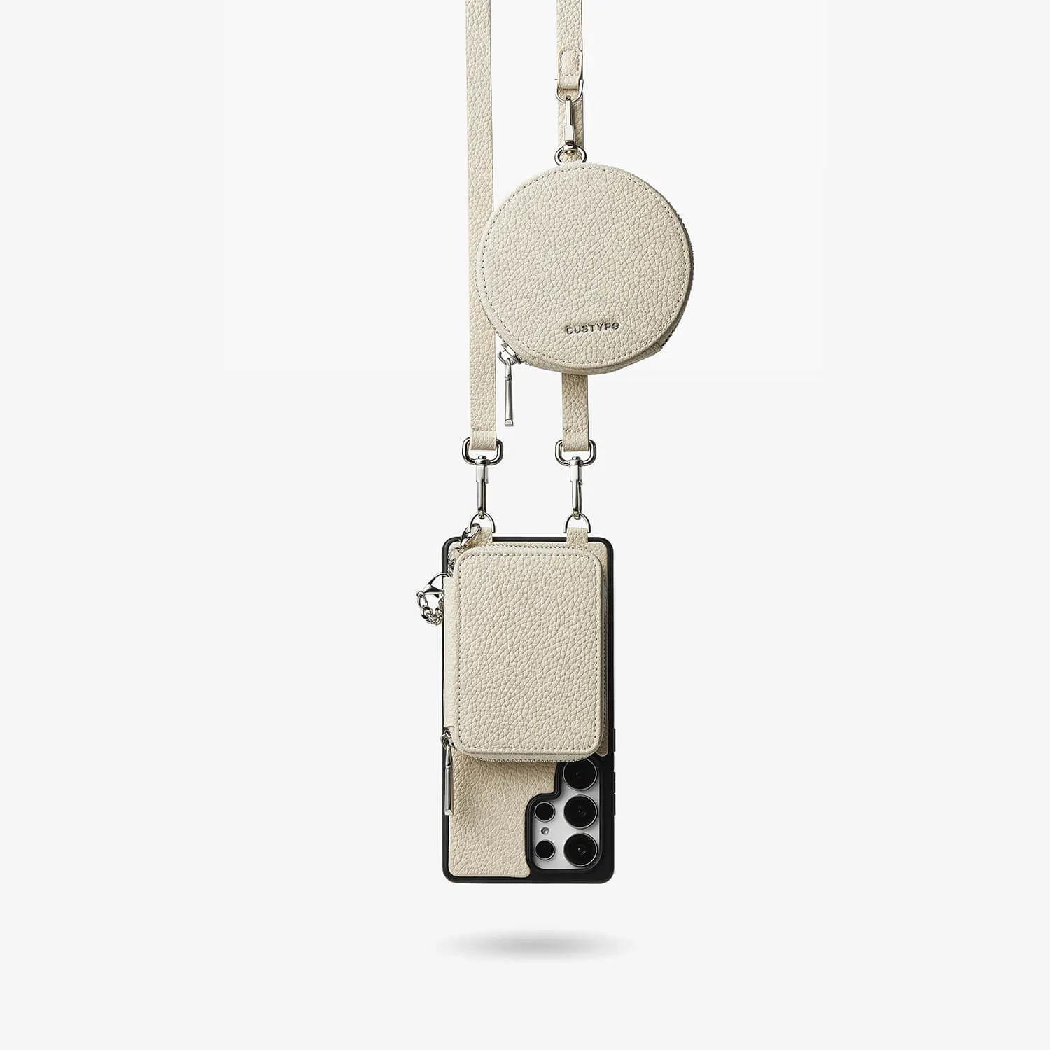 Lunar Silver Series- Samsung Galaxy Crossbody Case with Card Holder & Round Pouch Chic Accessory