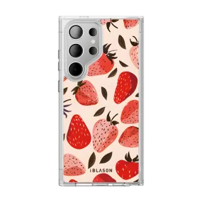 Galaxy S23 Ultra Halo MagSafe Cute Phone Case - Strawberries Polished Texture Finish