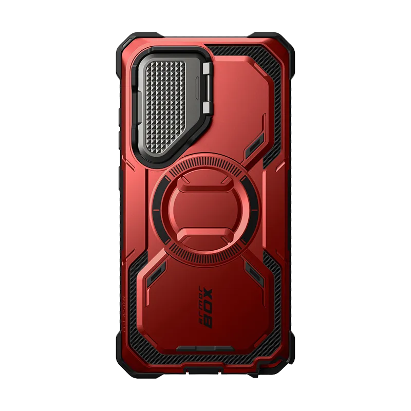 Shock Proof Galaxy S25 Ultra Armorbox Protective Phone Case - Metallic Red