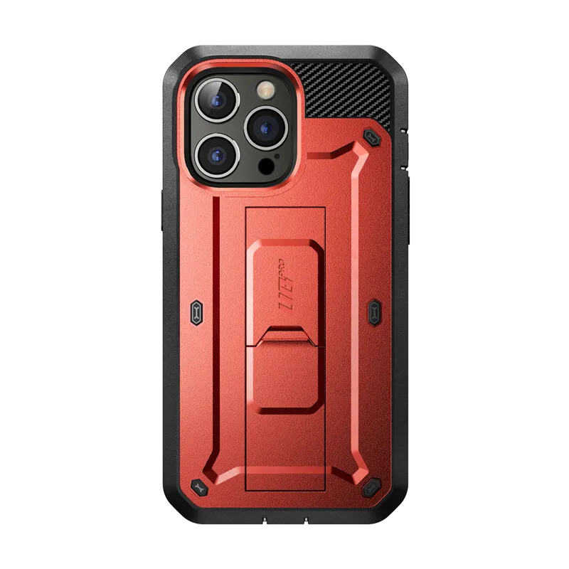 Soft Look Texture Refined Form iPhone 14 Pro Max 6.7 inch Unicorn Beetle PRO Rugged Case-Metallic Red