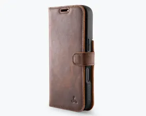 Apple iPhone 16 Pro - Vintage Leather Wallet Phone Case Hybrid Texture