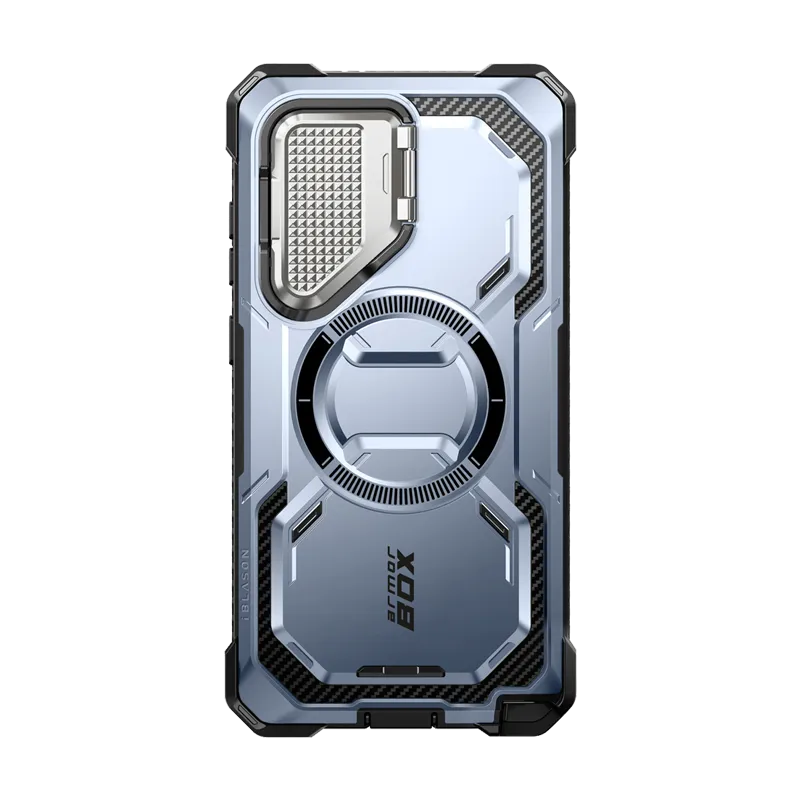 Durable Frame Galaxy S24 Ultra Armorbox Protective Phone Case - Metallic Blue