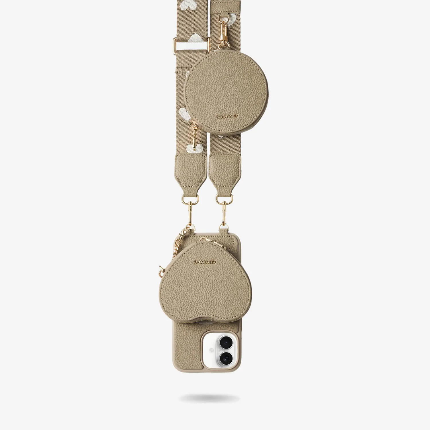 Modern Frame Simple Style Heart Design Kit- Phone Case with Magnetic Heart Pouch & Webbing Strap