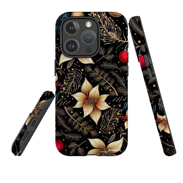 iPhone MagSafe Tough Case -  Golden Winter Floral Textured Grip