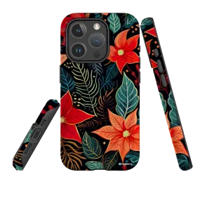 iPhone MagSafe Tough Case - Red Winter Floral Vivid Detail Texture Edge Cushion
