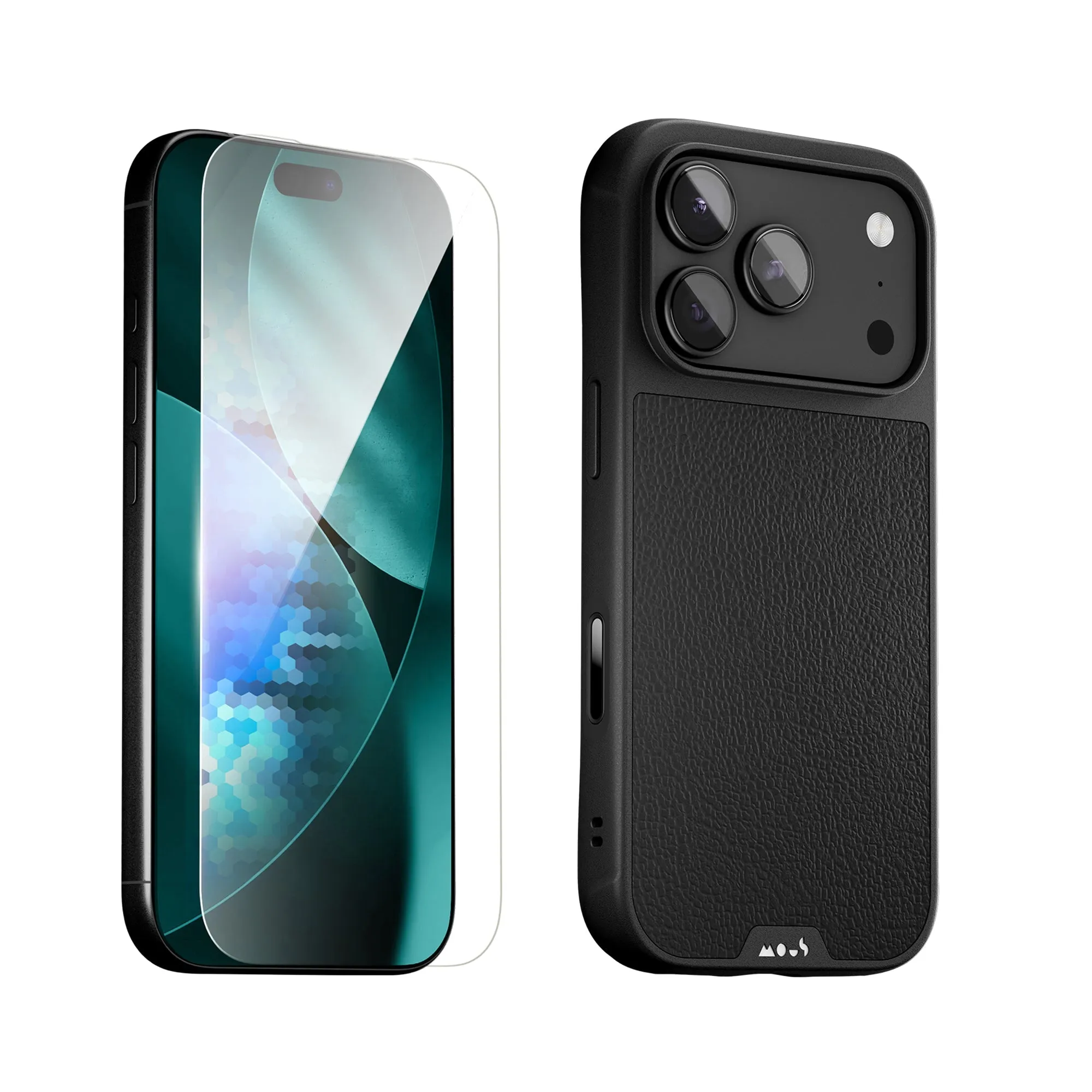 Black Leather Protective Case and Screen Protector - iPhone Protection Kit Edge Guard Mobile Guard Ultra Max